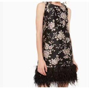 Kate Spade Madison Avenue Pamella Chinoiserie Feather Hem Dress NWOT Size S
